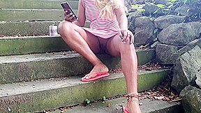 Mini Dress - Hot teen 18+ Upskirt No Panties In A Public Park